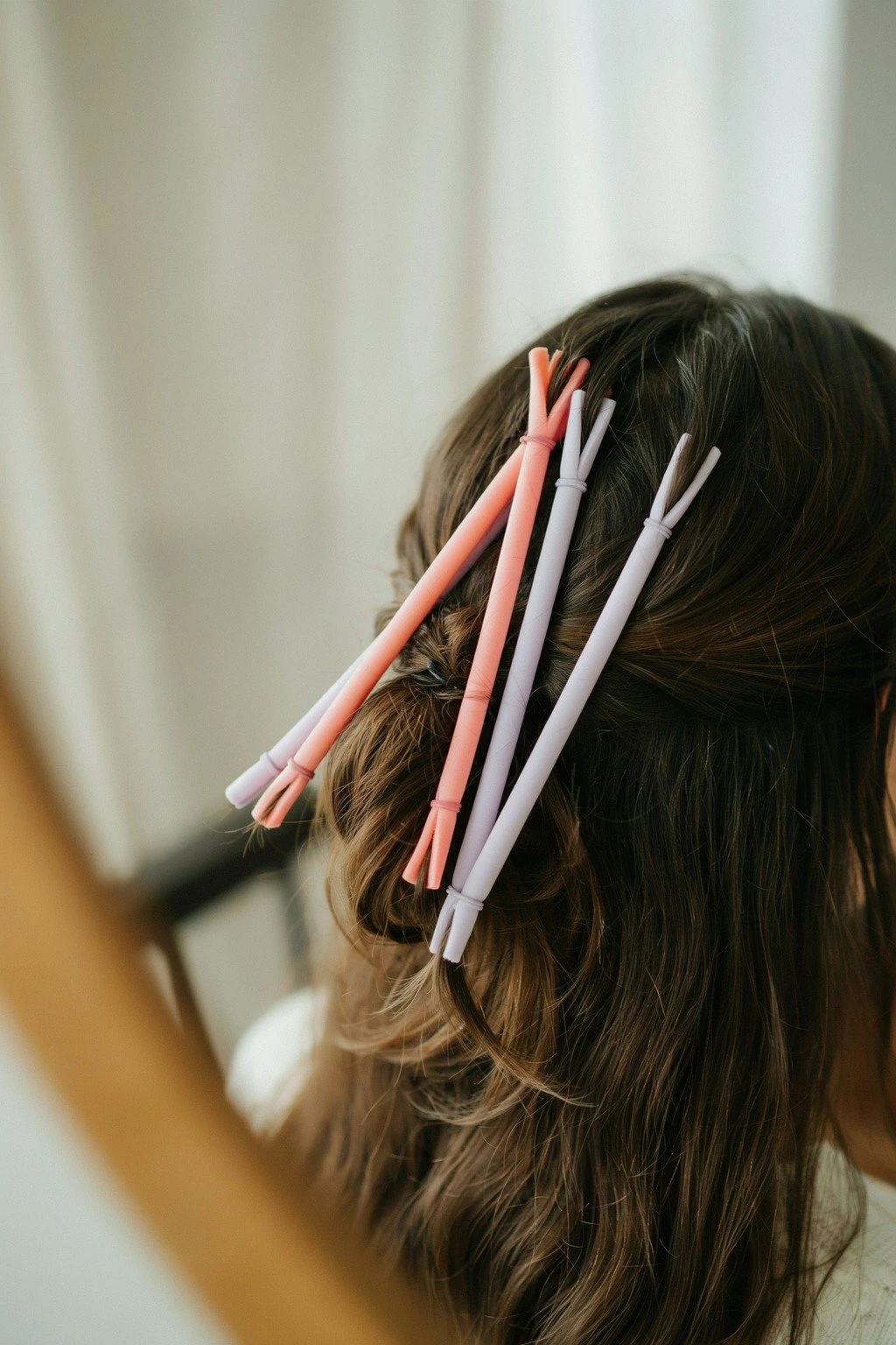 Hair wrapped around several flexi rods