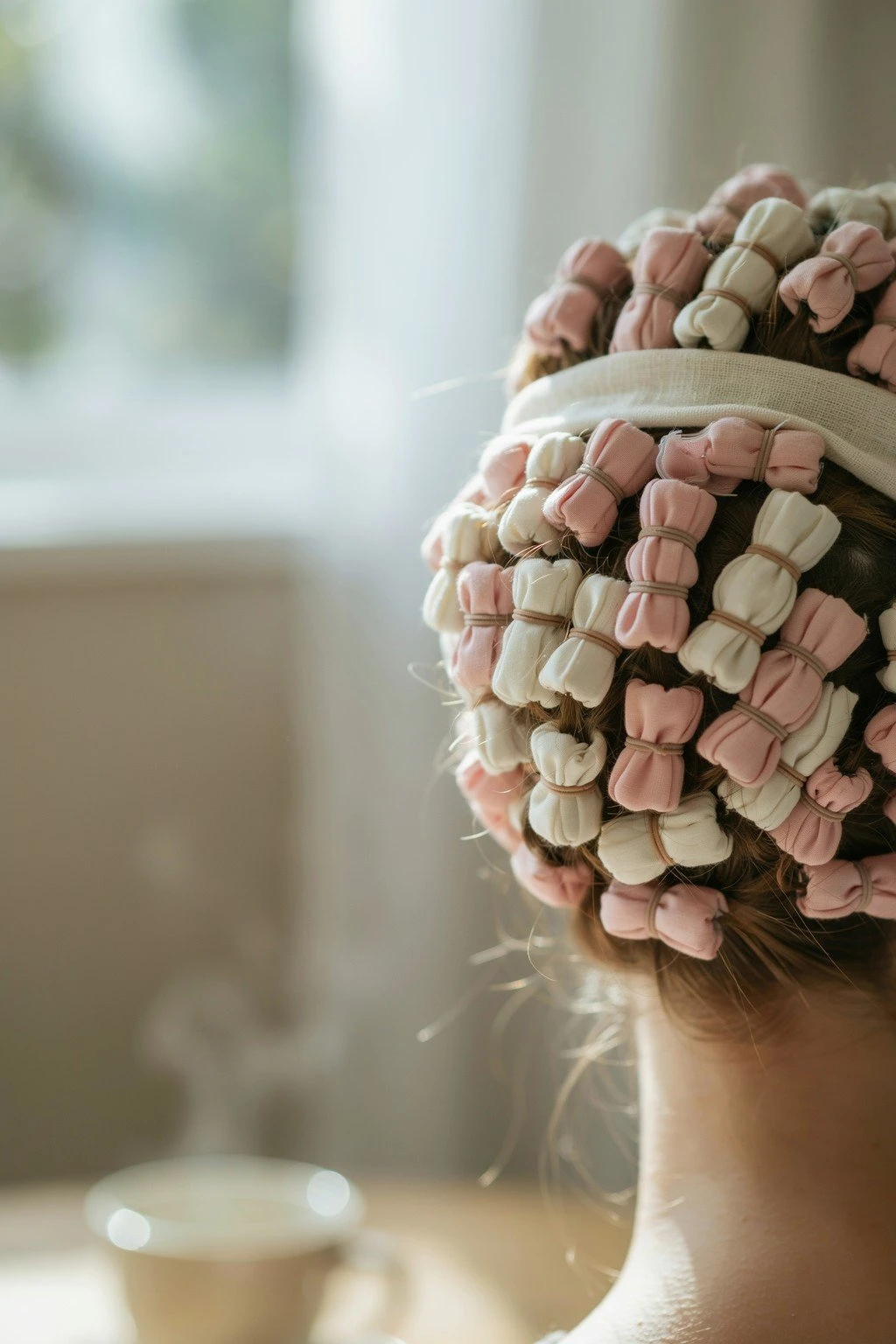 Hair set in fabric curlformers