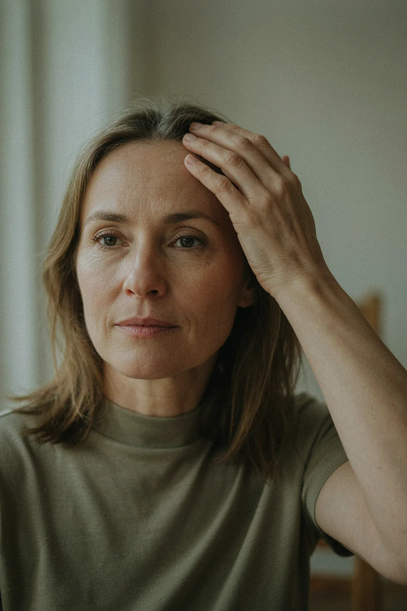 Woman between 50 and 65, seated