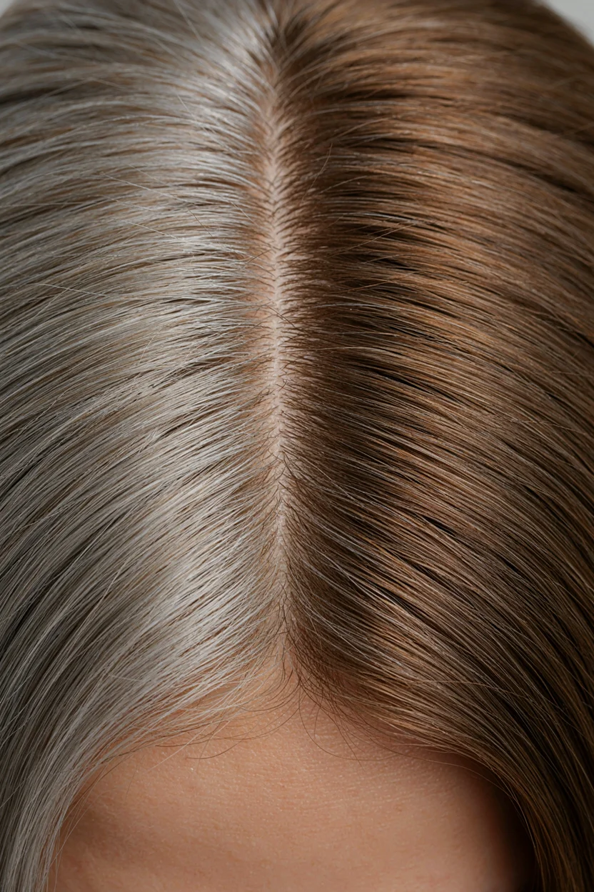 Close-up of a woman's part line