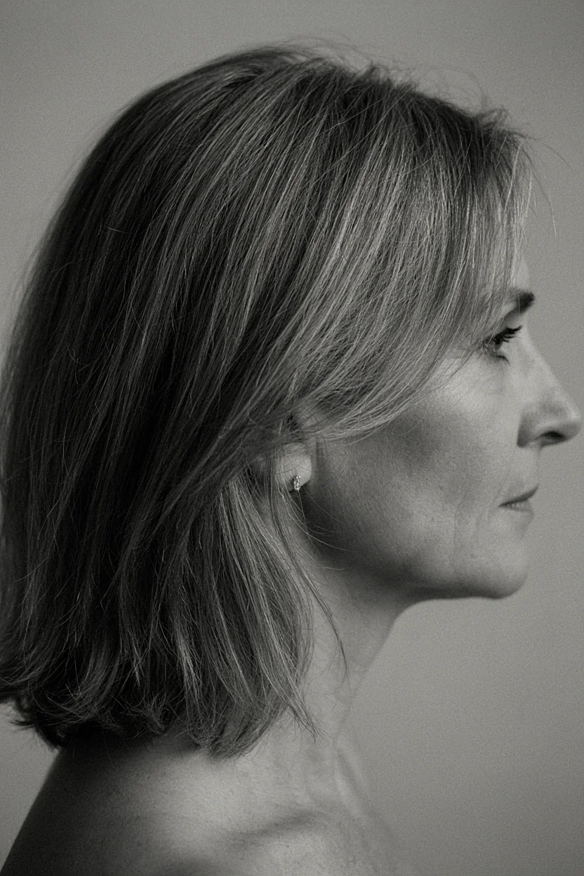 Close-up of hair with visible colour treatment and slight textural change along the mid-lengths